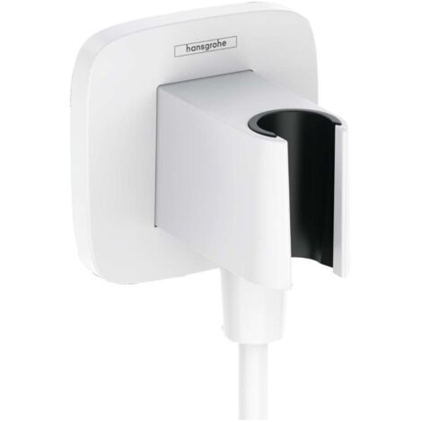 Hansgrohe Fixfit - Codo de ducha con soporte, blanco mate 26887700