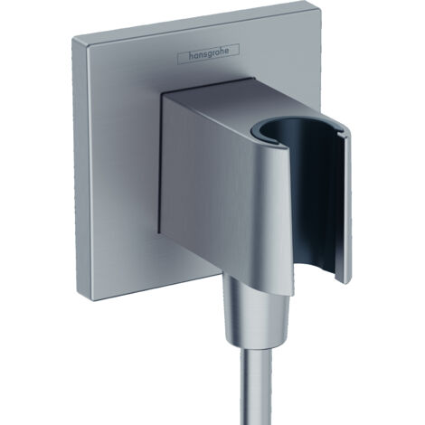 Hansgrohe Fixfit - Codo de ducha con soporte, cromo negro cepillado 26889340