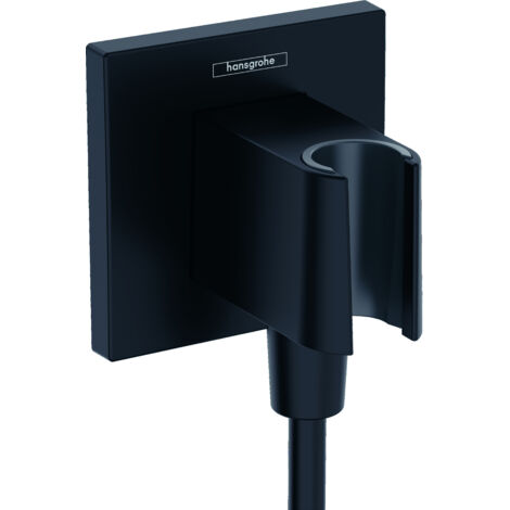 Hansgrohe Fixfit - Codo de ducha con soporte, negro mate 26889670