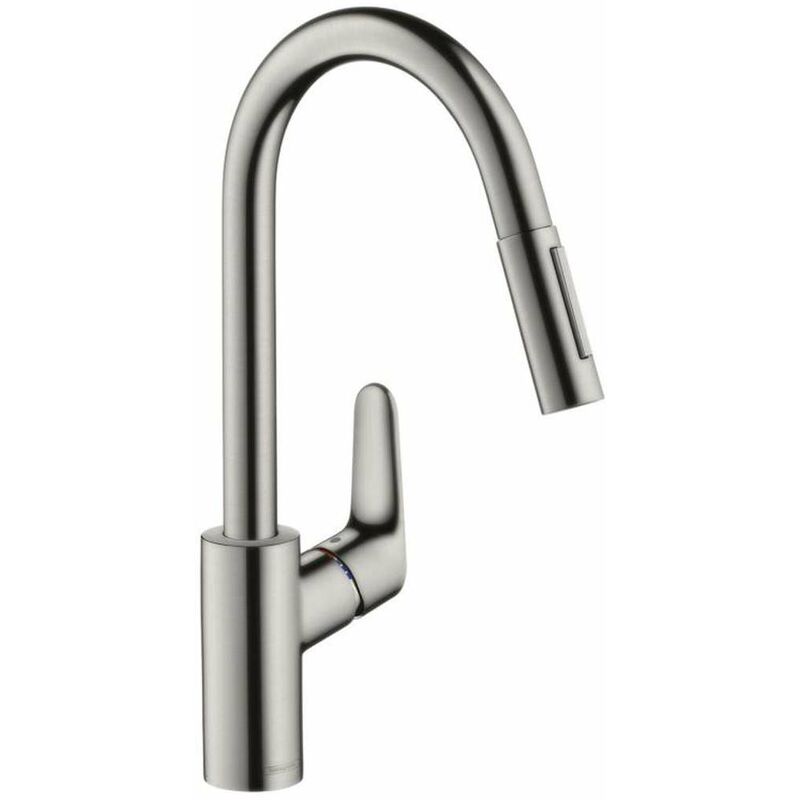 Focus M41 - Miscelatore da lavello M4116-H240 con doccetta estraibile, sBOX, simil inox 73880800 - Hansgrohe