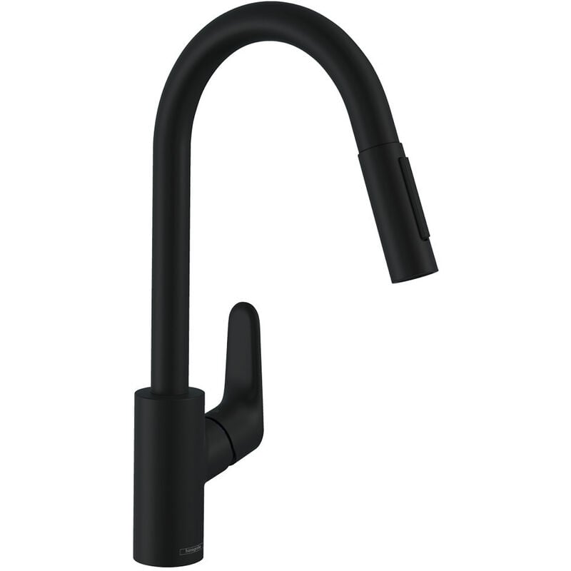Focus M41 Kitchen mixer 240 matt black, with pull-out 2-jet shower (31815670) - Hansgrohe