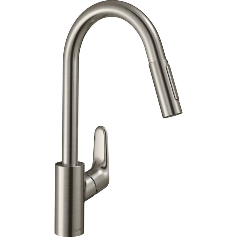 Hansgrohe - Focus M41 Mitigeur d'évier 240 avec douchette extractible, 2 jets, Inox brossé (31815800)