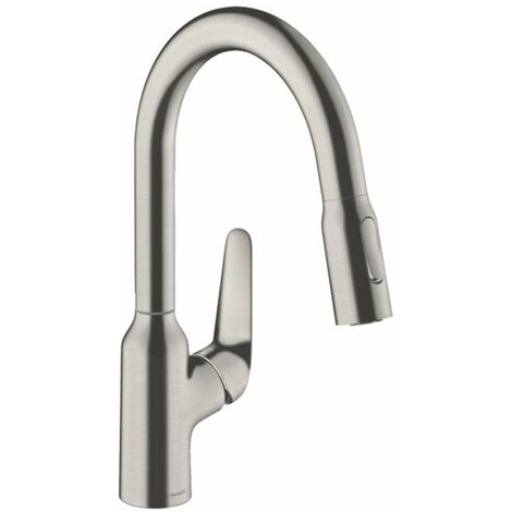 Hansgrohe Focus M42 - Mitigeur d’évier M429-H180 avec douchette extractible, design : inox 71801800