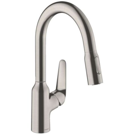 Hansgrohe Focus M42 - Spültischarmatur M429-H180 mit ausziehbarer Brause, Edelstahloptik 71801800