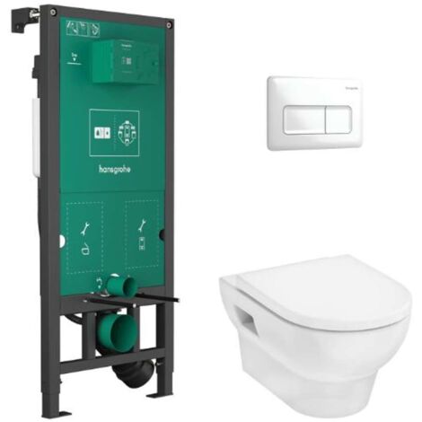 Hansgrohe GladeLake S - Set di installazione pre- parete, vaso GladeLake S e sedile, pulsante iFrame Original Q, bianco 60301450