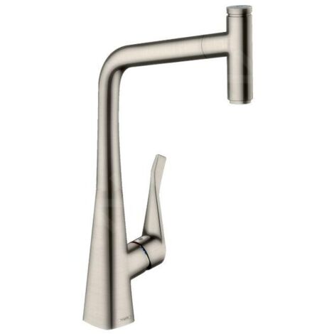 Hansgrohe HG Spültischmischer 320 Metris Select M71 Ausziehauslauf 1jet edelstahl-optik, 14884800