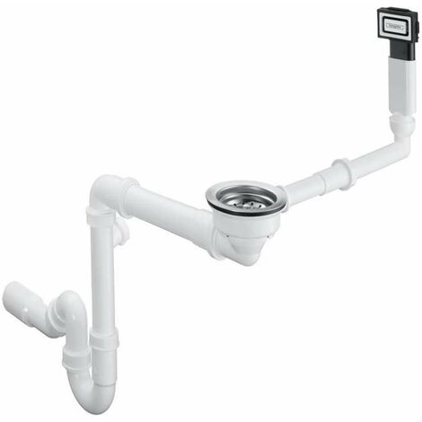 Hansgrohe – Kit de trop-plein pour évier granit – Bonde panier 3 1/2' – Système d'évacuation à pression – Installation facile avec siphon