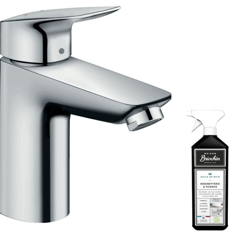 Hansgrohe - Mitigeur lavabo Logis 100 avec tirette et vidage chrome + nettoyant Briochin - chrome