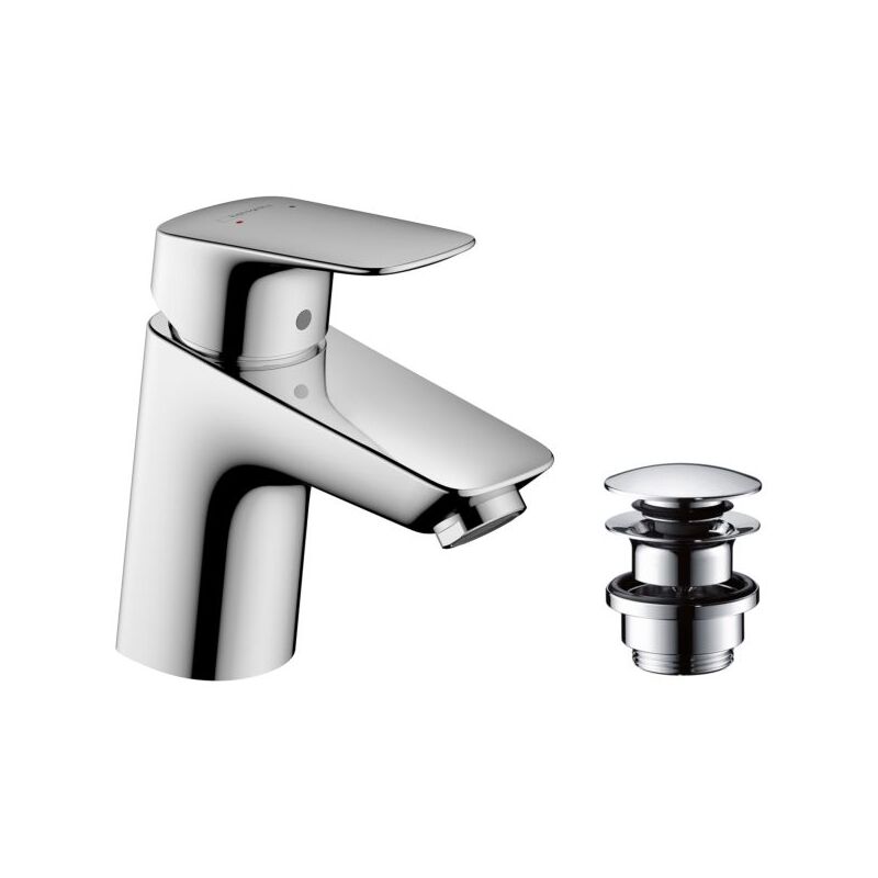 Hansgrohe - Logis 70 chromé lavabo 71077000 chromé , Poubelle Push Open, hauteur 166 mm