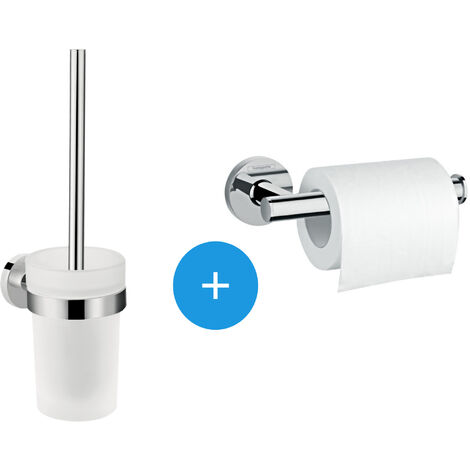 Hansgrohe Logis Universal - Pack Ersatzrollenhalter + Toilettenbürste, Chrom (41722000-DUOLOGIS3)
