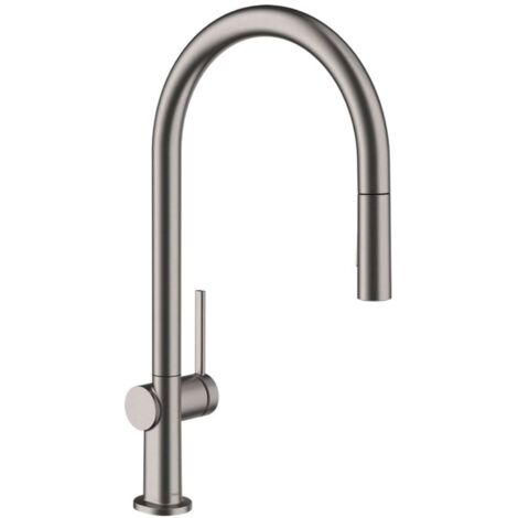 Hansgrohe M54 - Grifo de fregadero Talis con ducha extraíble, cromo negro cepillado 72800340