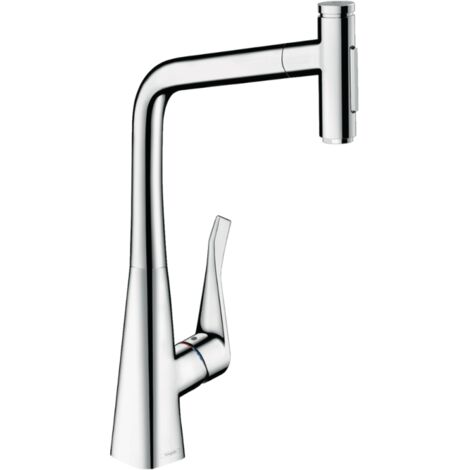 Hansgrohe M71 - Grifo de fregadero Metris Select con ducha extraíble, cromo 73820000