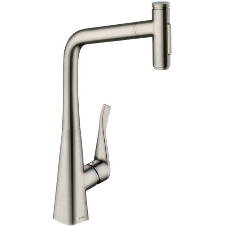 Hansgrohe M71 - Spültischarmatur Metris Select, mit ausziehbarer Brause, Edelstahl 73820800