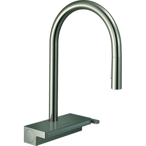 Hansgrohe M81 - Miscelatore da lavello Aquno Select con bocca di erogazione estraibile e getto doccia piatto, simil inox 73837800