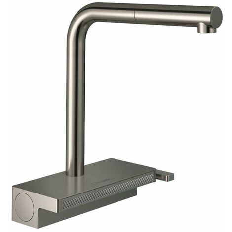 Hansgrohe M81 - Mitigeur d'évier Aquno Select avec bec extractible, 2 jets, aspect acier inox 73836800