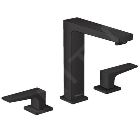 HANSGROHE Mélangeur lavabo Metropol 160 3 trous poignées manettes, bonde Push-Open noir mat