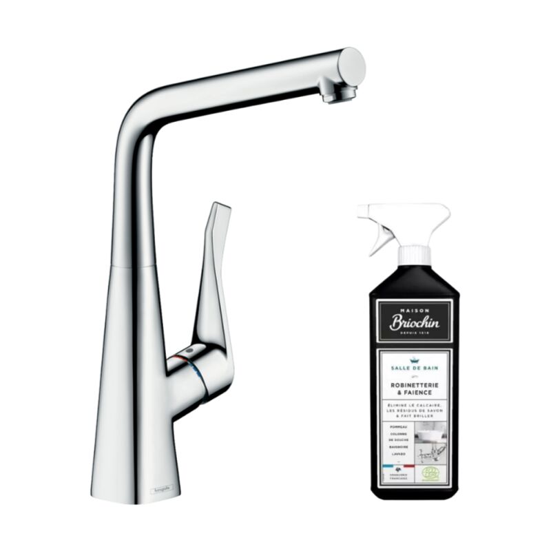 Hansgrohe - Robinet de cuisine rabattable Metris M71 320 chromé + nettoyant Briochin