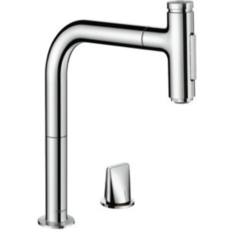 hansgrohe Metris Select 2-Loch-Küchenmischer 73819000 chrom, 2jet, Ausziehbrause