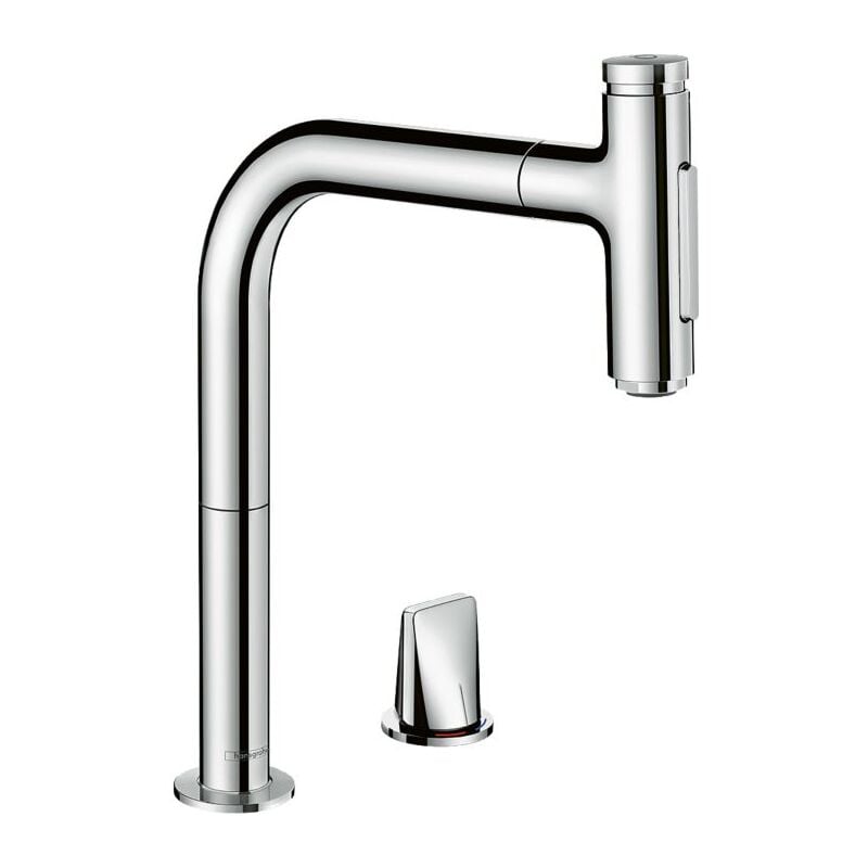 Hansgrohe - Metris Select mélangeur de cuisine 2 trous 73819000 chromé , 2jet, douchette extractible
