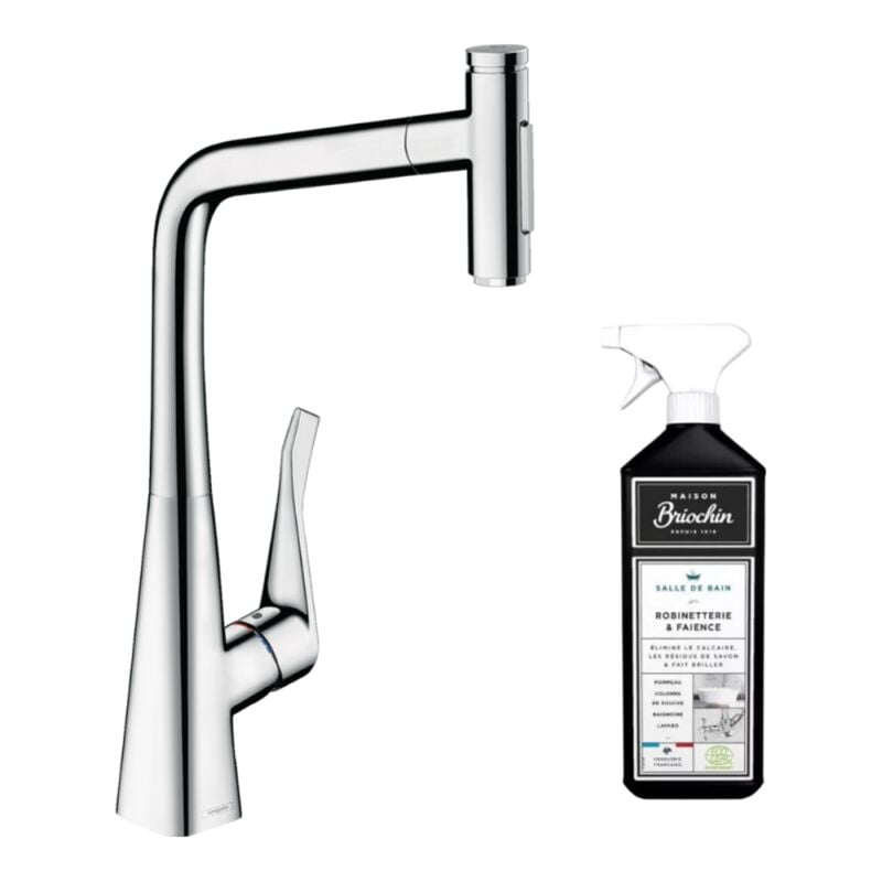 Hansgrohe - Robinet de cuisine avec douchette Metris Select M71 320 2 jets chromé + nettoyant Briochin