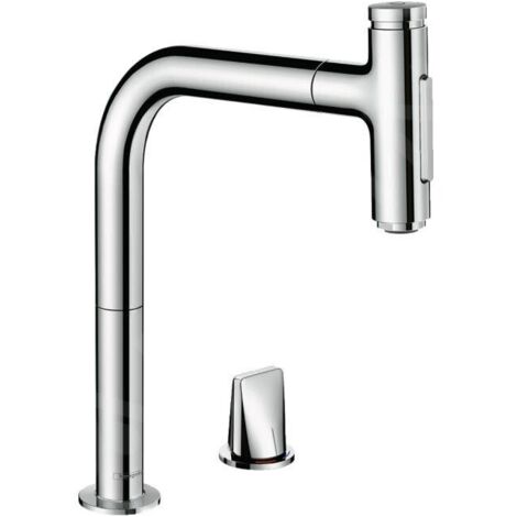 hansgrohe Metris Select mélangeur de cuisine 2 trous 73819000 chromé , 2jet, douchette extractible