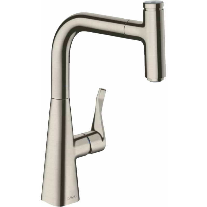 

Hansgrohe Metris Select Monomando de cocina 240, caño extraíble, 1 boquilla, color: Acabado en acero inoxidable - 14857800