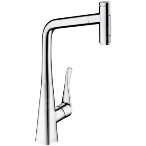 hansgrohe Metris Select Robinet de cuisine M71 73820000 avec douchette extractible, 2 jets, chromé