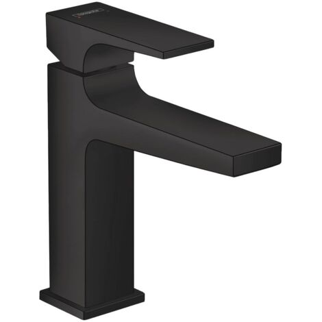hansgrohe Metropol Einhebel-Waschtischmischer 110mm 5l/min Mattschwarz Ausladung 135mm, Hebelgriff, Push-Open Garnitur