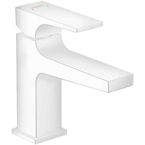 Hansgrohe Metropol - Grifo de lavabo con desagüe Push-Open, blanco mate 32500700
