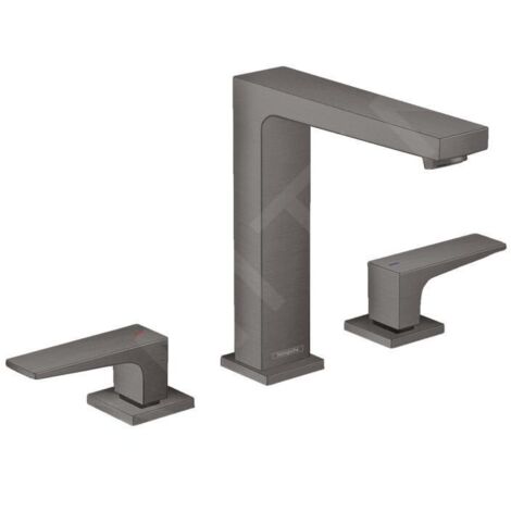 Hansgrohe Metropol - Mitigeur de lavabo avec vidage Push-Open, installation à 3 trous, chrome noir brossé 32515340