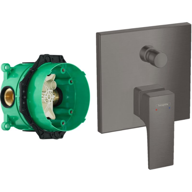 Façade Metropol pour mitigeur bain douche encastré Noir Chromé brossé avec corps encastré - Hansgrohe