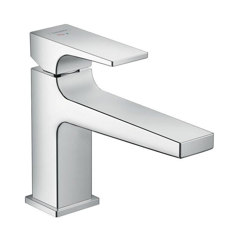 Metropol Single lever basin mixer 100 CoolStart with lever handle and push-open waste, chrome (32503000) - Hansgrohe