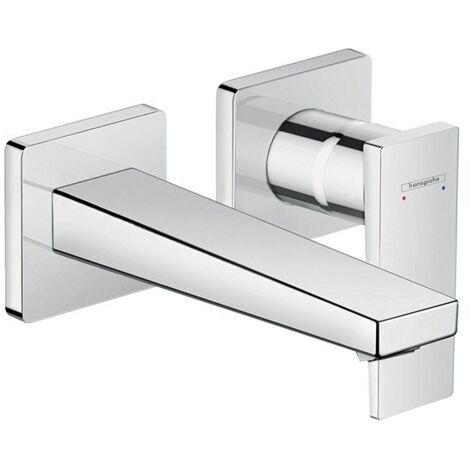 Hansgrohe Miscelatore per lavabo a parete, bocca 165 mm, maniglia a leva, scarico a scomparsa, cromo (32525000)