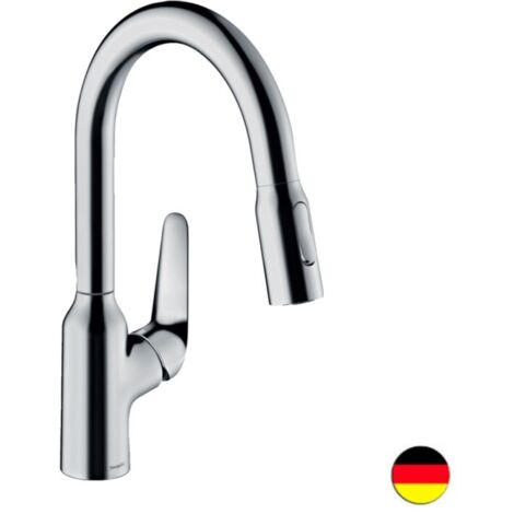 Hansgrohe – Mitigeur de cuisine avec douchette extractible 2 jets chromé – Hauteur sous bec 18,3 cm – ComfortZone 180 – 71801000