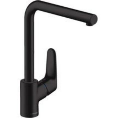 Hansgrohe – Mitigeur de cuisine noir mat avec bec en L et plage de pivotement 360° – Hauteur sous bec 305 mm – 31817670