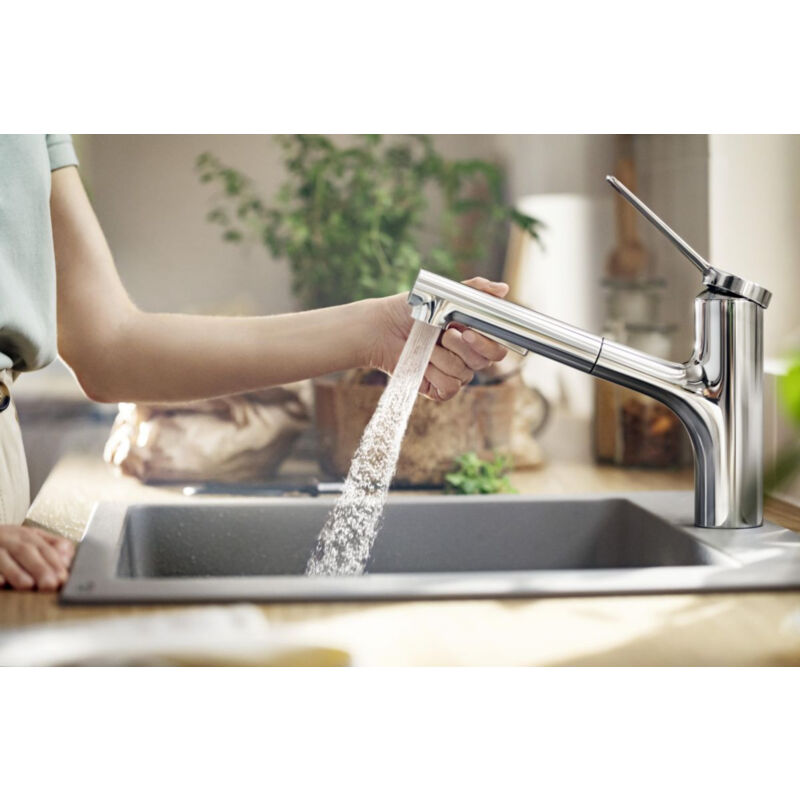 Hansgrohe - Mitigeur de cuisine Zesis M33 150 avec douchette extractible 2 jets - 74800000