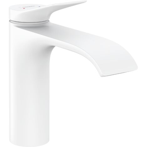 Hansgrohe – Mitigeur de lavabo 110 EcoSmart blanc mat – Bec cascade 146mm – Hauteur 196mm – Débit 5 l/min – 75022700