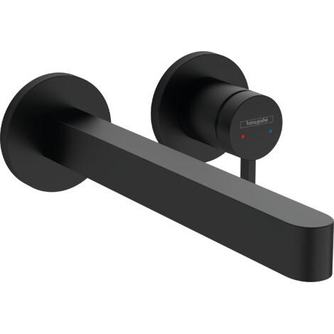 Hansgrohe – Mitigeur de lavabo encastré noir mat – Finition métal – Débit 5 l/min – Jet laminaire – Installation à deux trous – Compatible chauffe-eau