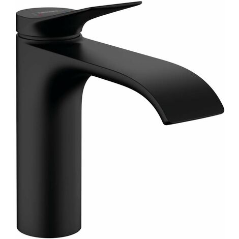 Hansgrohe – Mitigeur de lavabo monocommande noir mat avec jet WaterfallStream – Économie d'eau 5 l/min – Installation facile – 75020670