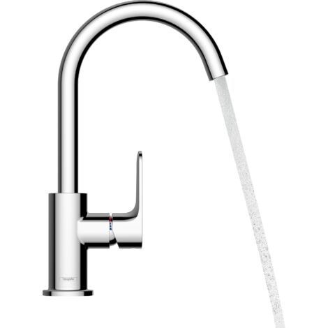 Hansgrohe – Mitigeur de lavabo monocommande noir mat avec vidage et bec orientable – Amplitude de rotation 120° – Débit 5 l/min – 72536670