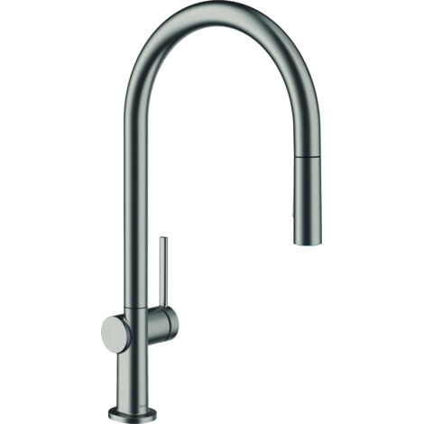 Hansgrohe – Mitigeur d'évier Talis avec douchette extractible – Hauteur 435 mm – Plage de rotation 360° – Chrome noir brossé – 72800340