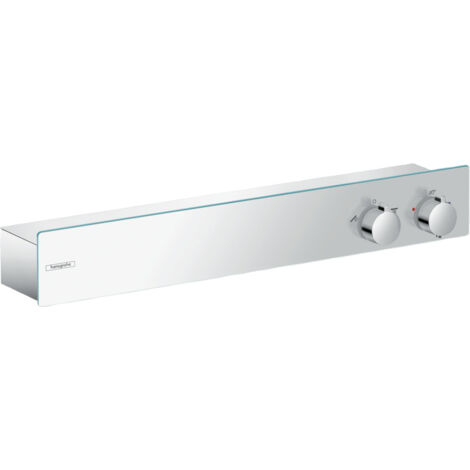 Hansgrohe – Mitigeur douche thermostatique – Tablette de bain 600mm en aluminium anodisé – Débit 25 l/min – Arrêt sécurité à 40°C – Finition métal