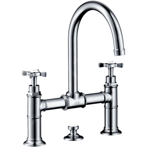 Hansgrohe – Mitigeur lavabo 2 poignées – Finition chrome – Bec pivotant 120° – Économie d'eau – Installation à 2 trous – Kit de vidange inclus