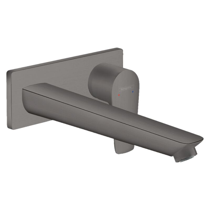Hansgrohe - Mitigeur de lavabo encastré mural, bec 225mm, bonde à écoulement libre noir chromé brossé