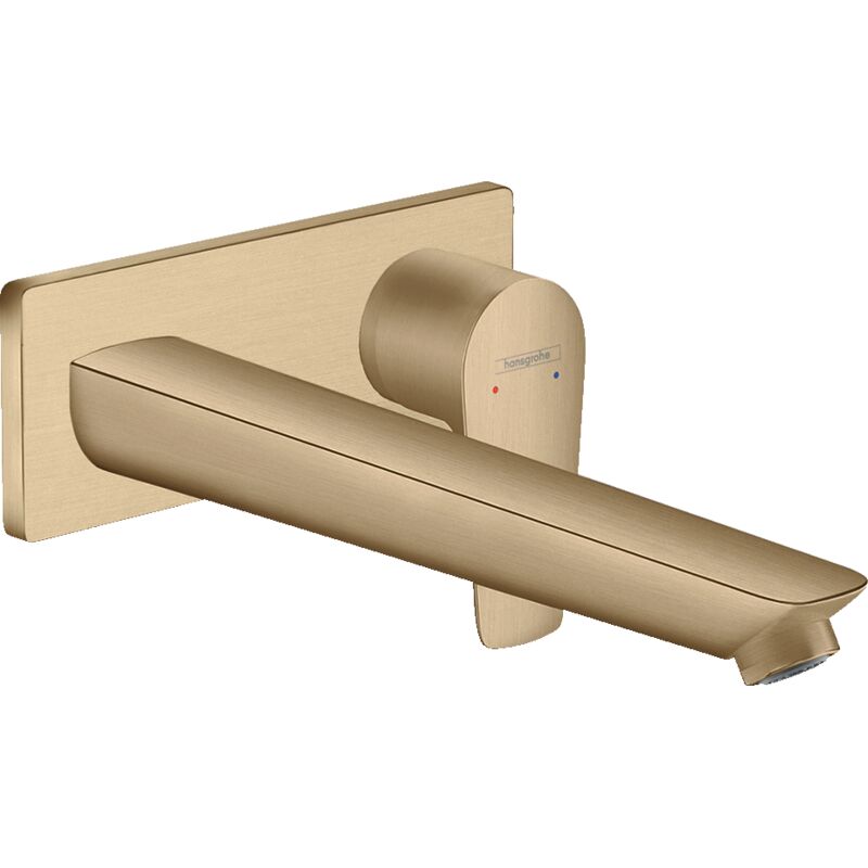 Hansgrohe - Talis e Mitigeur de lavabo encastré mural bec 225mm avec bonde à écoulement libre, Bronze brossé (71734140)