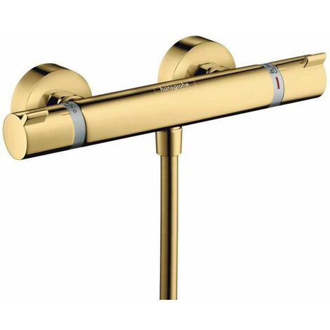 Hansgrohe – Mitigeur thermostatique de douche finition métal doré poli – Débit 17 l/min – Verrouillage de sécurité à 40 °C – 13116990