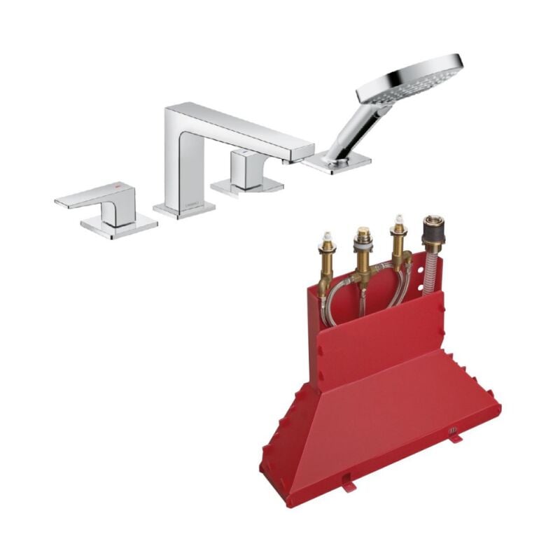 Hansgrohe - Mélangeur 4 trous Metropol pour baignoire avec Secuflex poignée manette Chromé avec Corps encastré