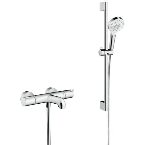 Hansgrohe Pack Ecostat 1001 CL Mezclador termostático de baño/ducha + conjunto de ducha Crometta Vario (13201000-CROMETTA)