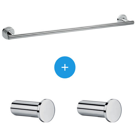 Hansgrohe Pack Logis Universal bath towel rail + two towel hooks, Chrome (41716000-TRIOLOGIS)