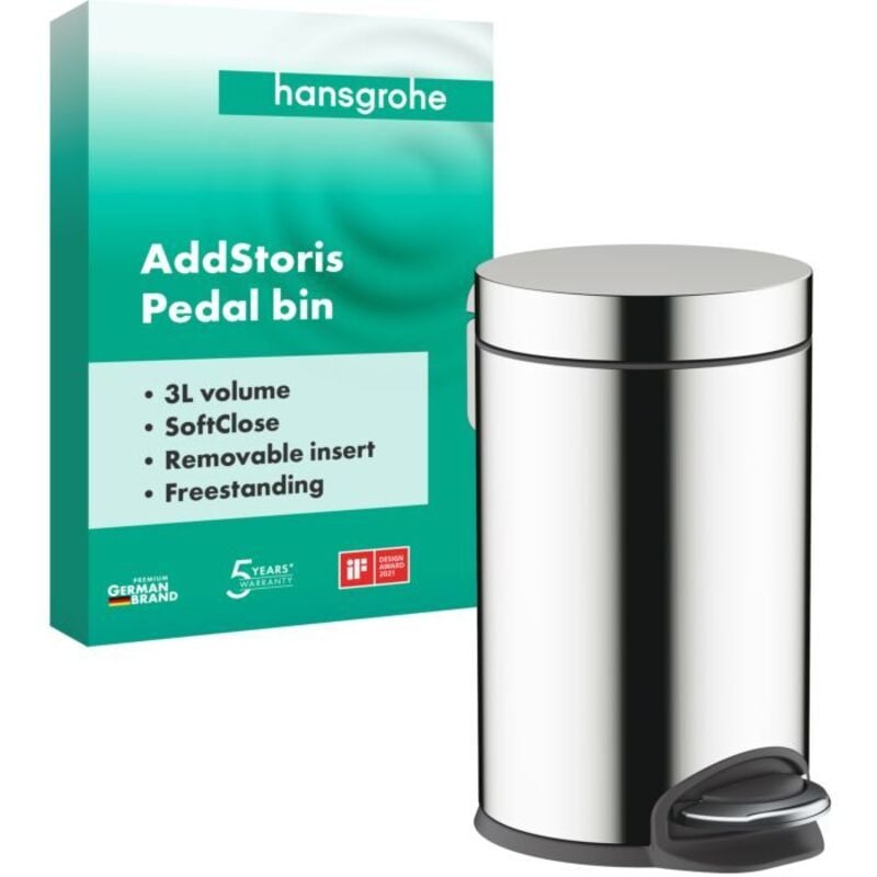 HANSGROHE Poubelle à pédale 3 litres AddStoris Chrome